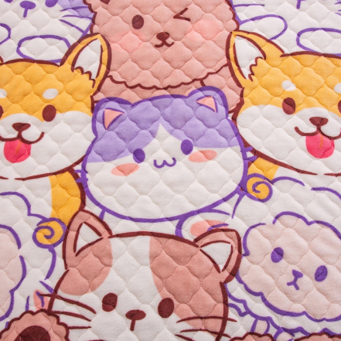 91家纺网 家纺一手货源 找家纺 小虾米 2022新款大床牛奶绒夹棉床笠 萌犬