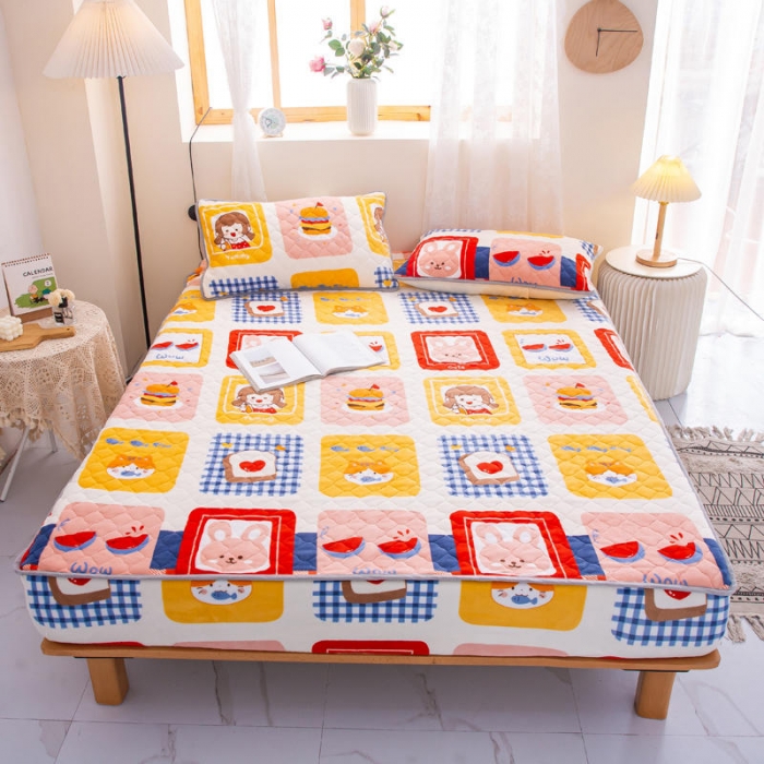 91家纺网 家纺一手货源 找家纺 小虾米 2022新款大床牛奶绒夹棉床笠 生日派对