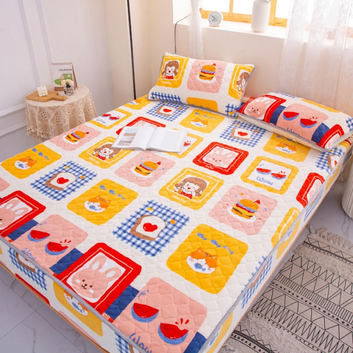 91家纺网 家纺一手货源 找家纺 小虾米 2022新款大床牛奶绒夹棉床笠 生日派对