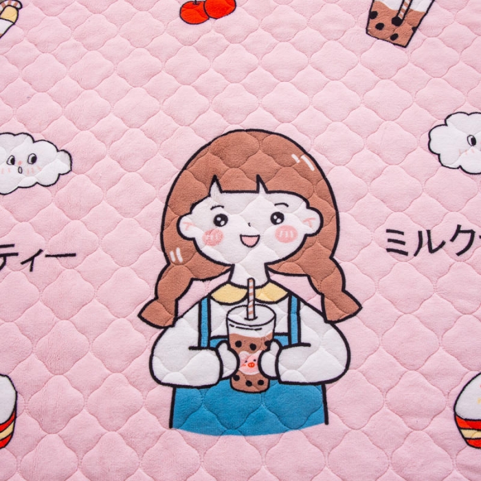 91家纺网 家纺一手货源 找家纺 小虾米 2022新款大床牛奶绒夹棉床笠 童年女孩