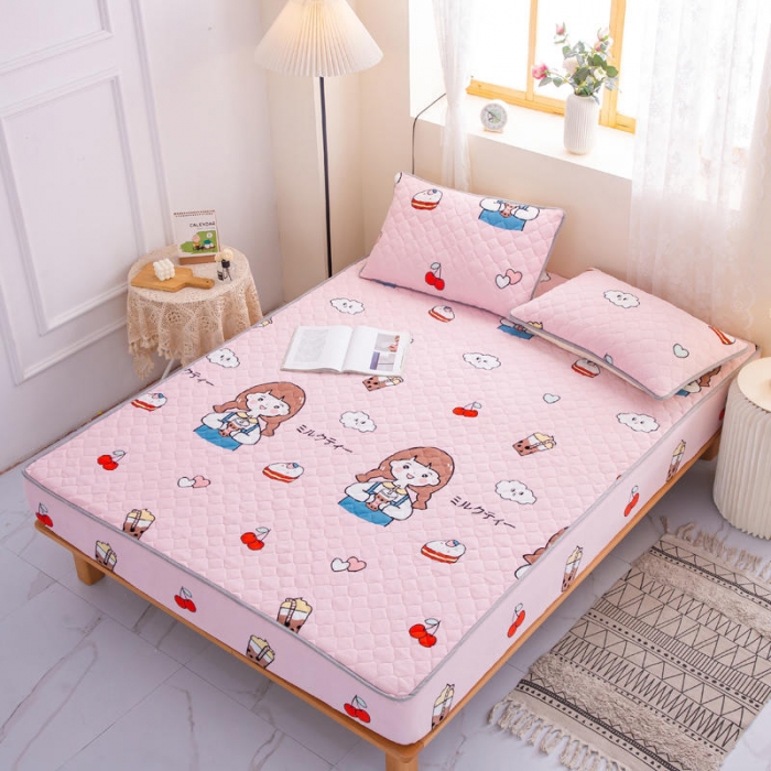 91家纺网 家纺一手货源 找家纺 小虾米 2022新款大床牛奶绒夹棉床笠 童年女孩