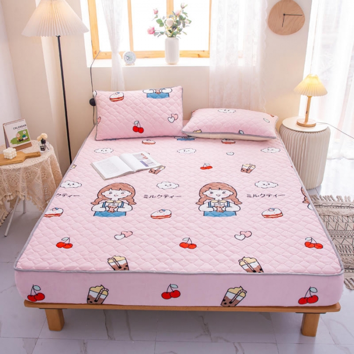 91家纺网 家纺一手货源 找家纺 小虾米 2022新款大床牛奶绒夹棉床笠 童年女孩