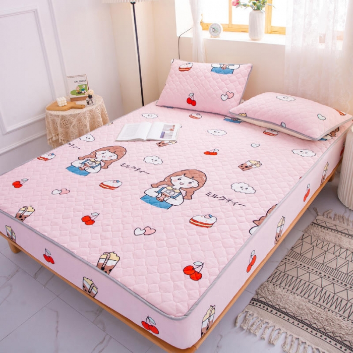 91家纺网 家纺一手货源 找家纺 小虾米 2022新款大床牛奶绒夹棉床笠 童年女孩