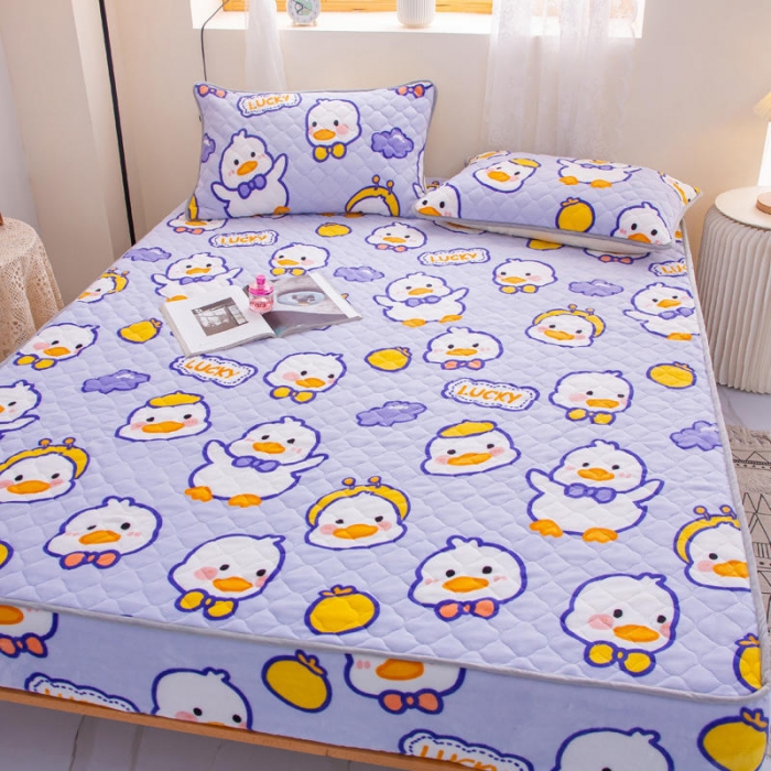 91家纺网 家纺一手货源 找家纺 小虾米 2022新款大床牛奶绒夹棉床笠 小黄鸭