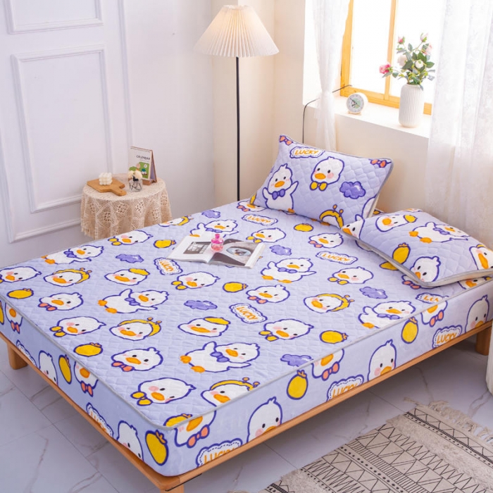 91家纺网 家纺一手货源 找家纺 小虾米 2022新款大床牛奶绒夹棉床笠 小黄鸭