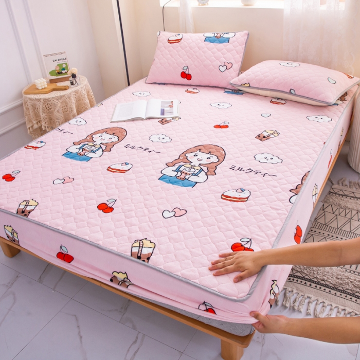 91家纺网 家纺一手货源 找家纺 小虾米 2022新款大床牛奶绒夹棉床笠 童年女孩