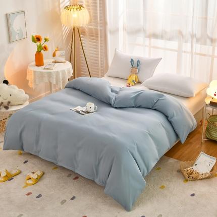 91家纺网 家纺一手货源 找家纺 家贝爱 2022新款普通款轻奢水洗棉单被套 极简蓝