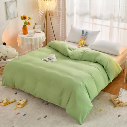 91家纺网 家纺一手货源 找家纺 家贝爱 2022新款普通款轻奢水洗棉单被套 抹茶绿