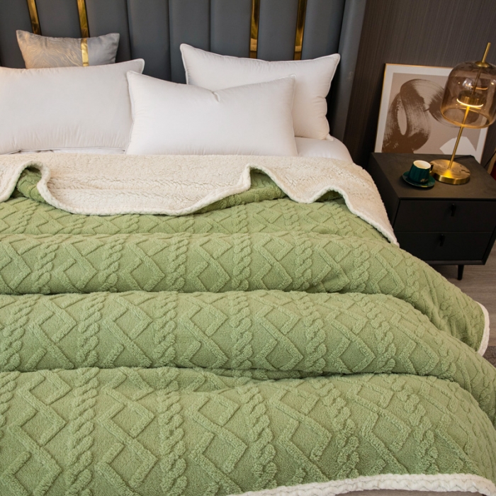 91家纺网 家纺一手货源 找家纺 （总）卡琪曼2023纯色双面塔芙绒羊羔绒毛毯办公室午睡盖毯子