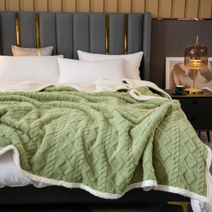 91家纺网 家纺一手货源 找家纺 （总）卡琪曼2023纯色双面塔芙绒羊羔绒毛毯办公室午睡盖毯子