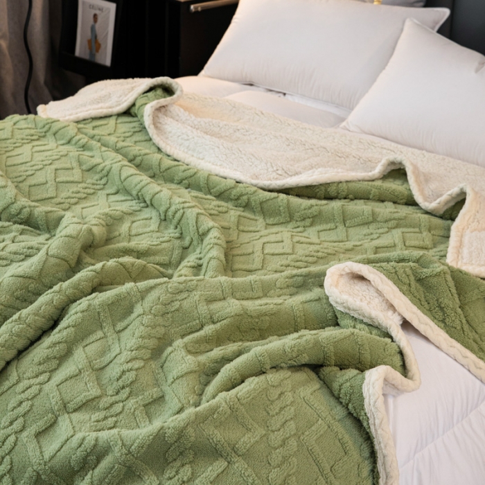 91家纺网 家纺一手货源 找家纺 （总）卡琪曼2023纯色双面塔芙绒羊羔绒毛毯办公室午睡盖毯子