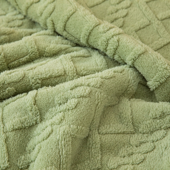 91家纺网 家纺一手货源 找家纺 卡琪曼 2022双面塔芙绒羊羔绒毛毯办公室午睡盖毯子 绿色