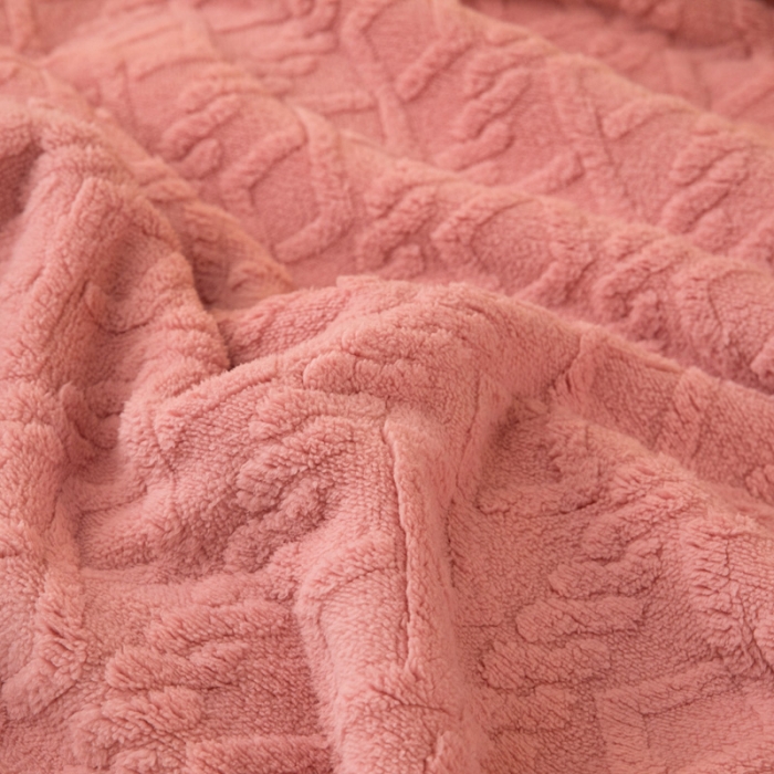91家纺网 家纺一手货源 找家纺 卡琪曼 2022双面塔芙绒羊羔绒毛毯办公室午睡盖毯子 粉色