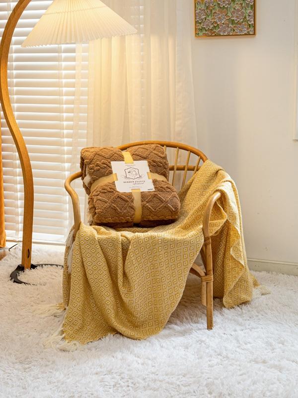 91家纺网 家纺一手货源 找家纺 卡琪曼 2022双面塔芙绒羊羔绒毛毯办公室午睡盖毯子 咖色