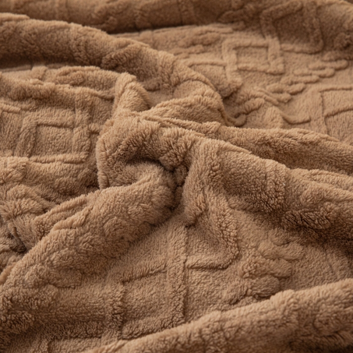 91家纺网 家纺一手货源 找家纺 卡琪曼 2022双面塔芙绒羊羔绒毛毯办公室午睡盖毯子 咖色