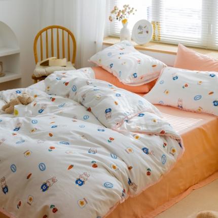 91家纺网 家纺一手货源 找家纺 总 小欢喜 新款全棉双层纱印花四件套学生宿舍三件套