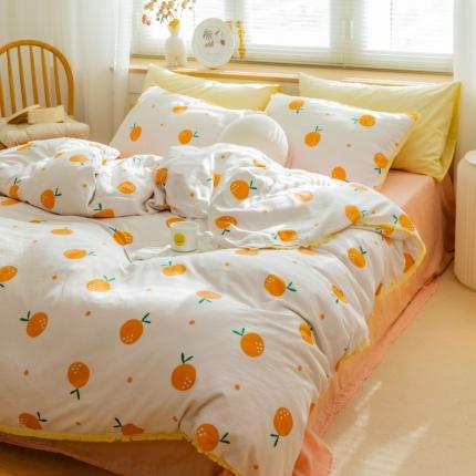 91家纺网 家纺一手货源 找家纺 总 小欢喜 新款全棉双层纱印花四件套学生宿舍三件套