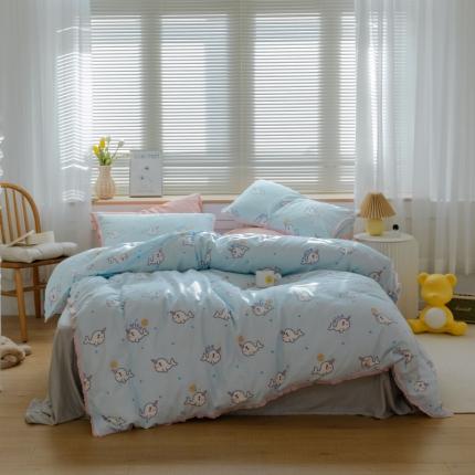 91家纺网 家纺一手货源 找家纺 总 小欢喜 新款全棉双层纱印花四件套学生宿舍三件套