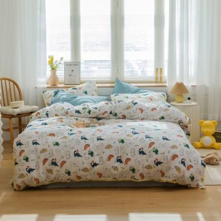 91家纺网 家纺一手货源 找家纺 总 小欢喜 新款全棉双层纱印花四件套学生宿舍三件套