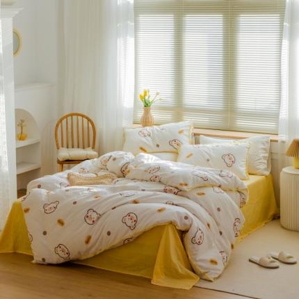 91家纺网 家纺一手货源 找家纺 总 小欢喜 新款全棉双层纱印花四件套学生宿舍三件套