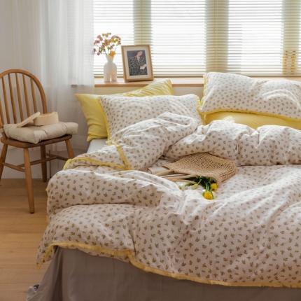 91家纺网 家纺一手货源 找家纺 总 小欢喜 新款全棉双层纱印花四件套学生宿舍三件套