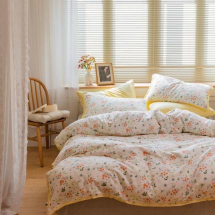 91家纺网 家纺一手货源 找家纺 总 小欢喜 新款全棉双层纱印花四件套学生宿舍三件套