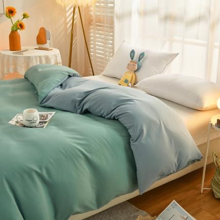 91家纺网 家纺一手货源 找家纺 家贝爱 2022新款升级款款轻奢水洗棉单被套 松石绿加浅石兰