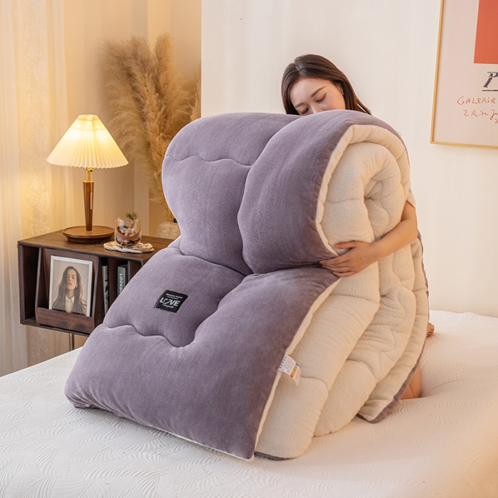 91家纺网 家纺一手货源 找家纺 永耀-2022新款直播供货牛奶绒冬被子芯 灰色