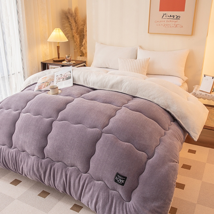 91家纺网 家纺一手货源 找家纺 永耀-2022新款直播供货牛奶绒冬被子芯 灰色