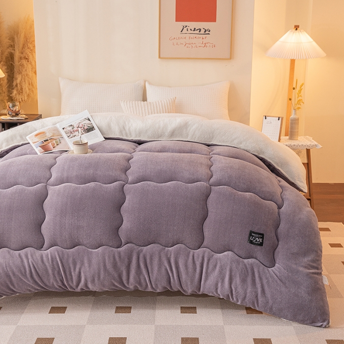 91家纺网 家纺一手货源 找家纺 永耀-2022新款直播供货牛奶绒冬被子芯 灰色