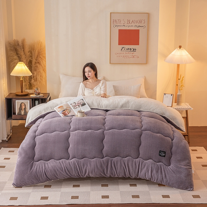 91家纺网 家纺一手货源 找家纺 永耀-2022新款直播供货牛奶绒冬被子芯 灰色