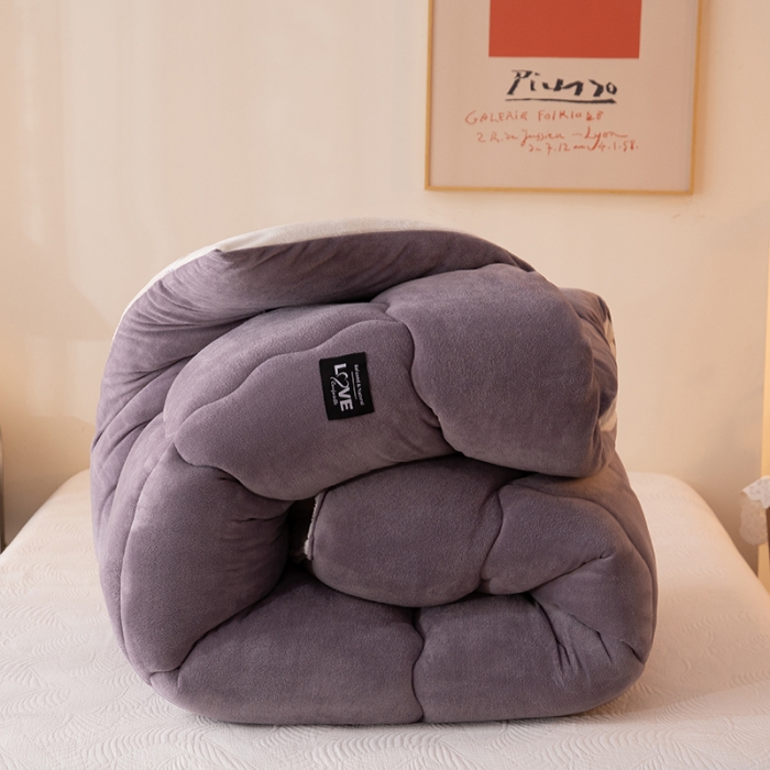 91家纺网 家纺一手货源 找家纺 永耀-2022新款直播供货牛奶绒冬被子芯 灰色