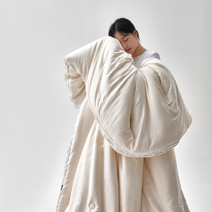 91家纺网 家纺一手货源 找家纺 莱福仕 2022新款60提花李官奇大豆子母被- 爱丽丝-本白