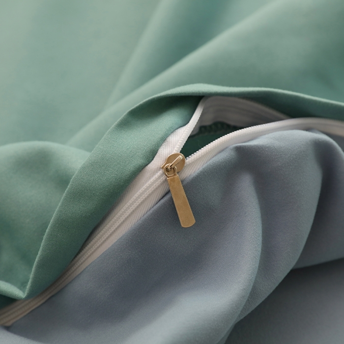 91家纺网 家纺一手货源 找家纺 家贝爱2022新款升级款无印风轻奢水洗棉四件套松石绿+浅石兰