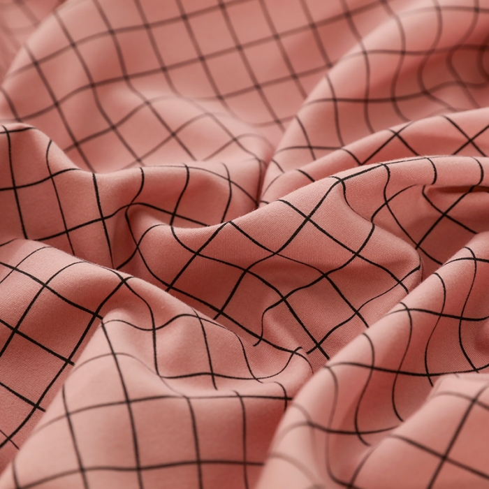 91家纺网 家纺一手货源 找家纺 家贝爱 2022新款升级款无印风轻奢水洗棉四件套围棋格豆沙