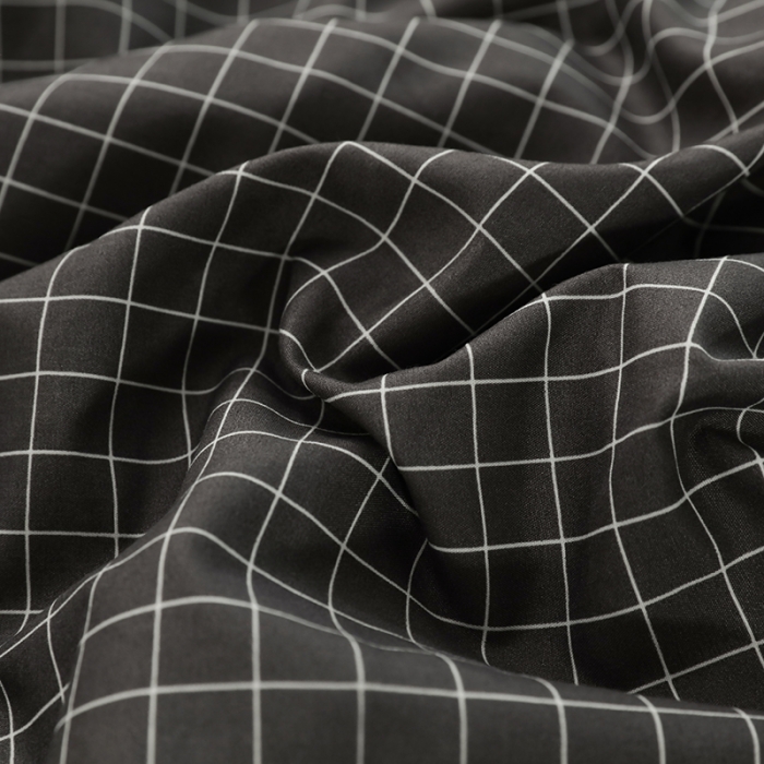 91家纺网 家纺一手货源 找家纺 家贝爱 2022新款升级款无印风轻奢水洗棉四件套围棋格深灰