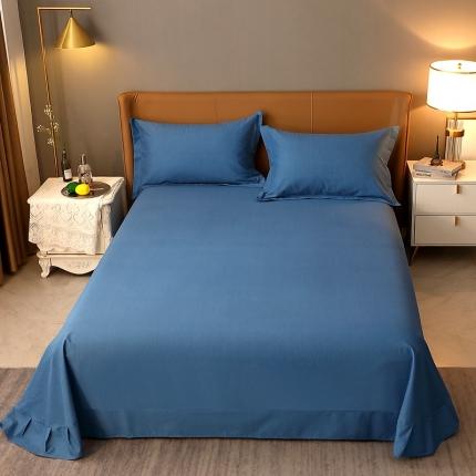 91家纺网 家纺一手货源 找家纺 晶缦家纺 2022新款加厚全棉纯色生态磨毛多规格系列单床单 纯依-宾利蓝