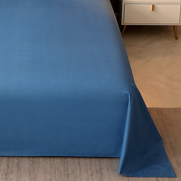 91家纺网 家纺一手货源 找家纺 晶缦家纺 2022新款加厚全棉纯色生态磨毛多规格系列单床单 纯依-宾利蓝