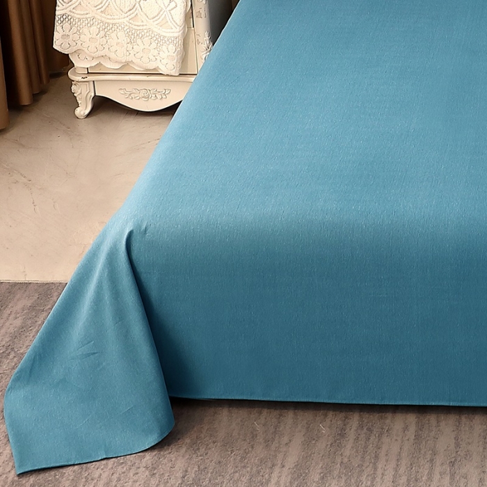 91家纺网 家纺一手货源 找家纺 晶缦家纺 2022新款加厚全棉纯色生态磨毛多规格系列单床单 纯依-湖蓝