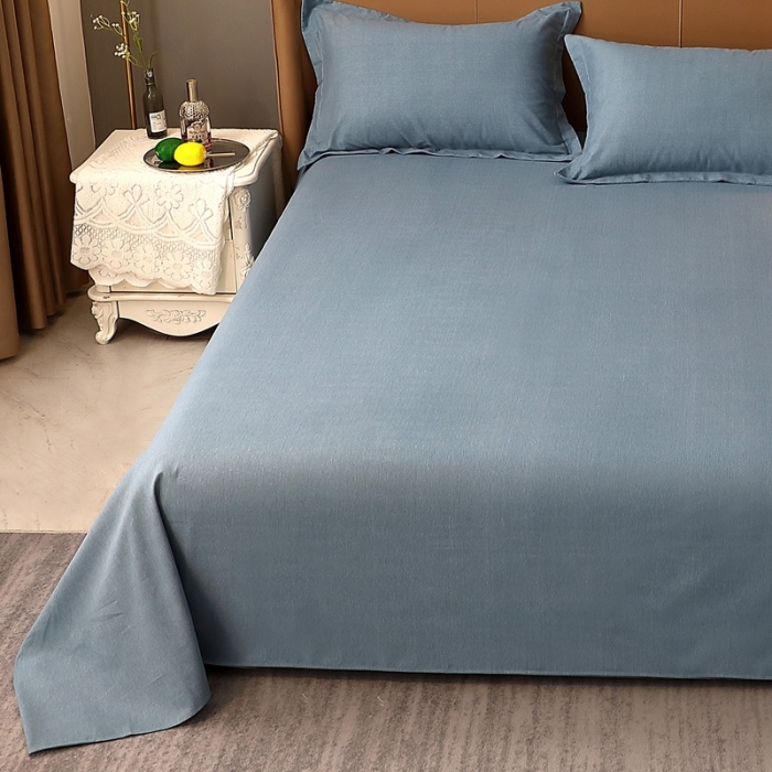 91家纺网 家纺一手货源 找家纺 晶缦家纺 2022新款加厚全棉纯色生态磨毛多规格系列单床单 纯依-蓝灰