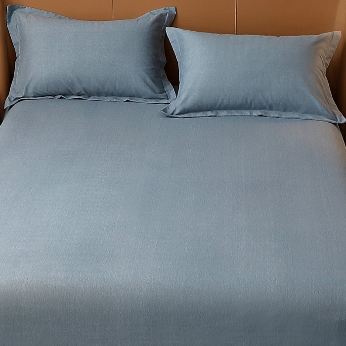 91家纺网 家纺一手货源 找家纺 晶缦家纺 2022新款加厚全棉纯色生态磨毛多规格系列单床单 纯依-蓝灰