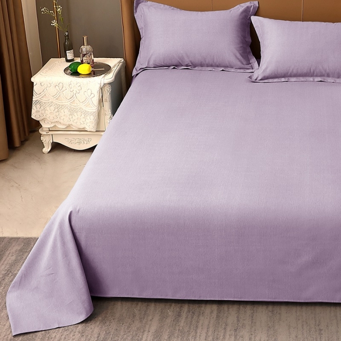 91家纺网 家纺一手货源 找家纺 晶缦家纺 2022新款加厚全棉纯色生态磨毛多规格系列单床单 纯依-浅紫