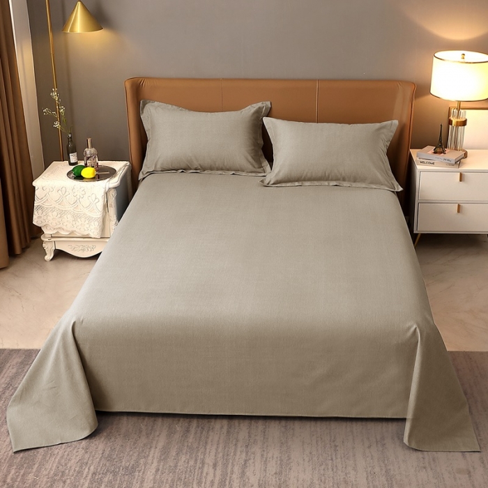 91家纺网 家纺一手货源 找家纺 晶缦家纺 2022新款加厚全棉纯色生态磨毛多规格系列单床单 纯依-时尚灰