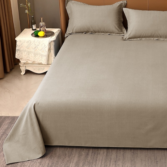 91家纺网 家纺一手货源 找家纺 晶缦家纺 2022新款加厚全棉纯色生态磨毛多规格系列单床单 纯依-时尚灰