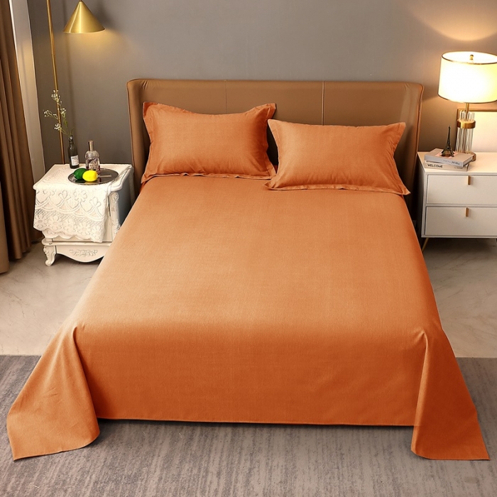 91家纺网 家纺一手货源 找家纺 晶缦家纺 2022新款加厚全棉纯色生态磨毛多规格系列单床单 纯依-时尚桔