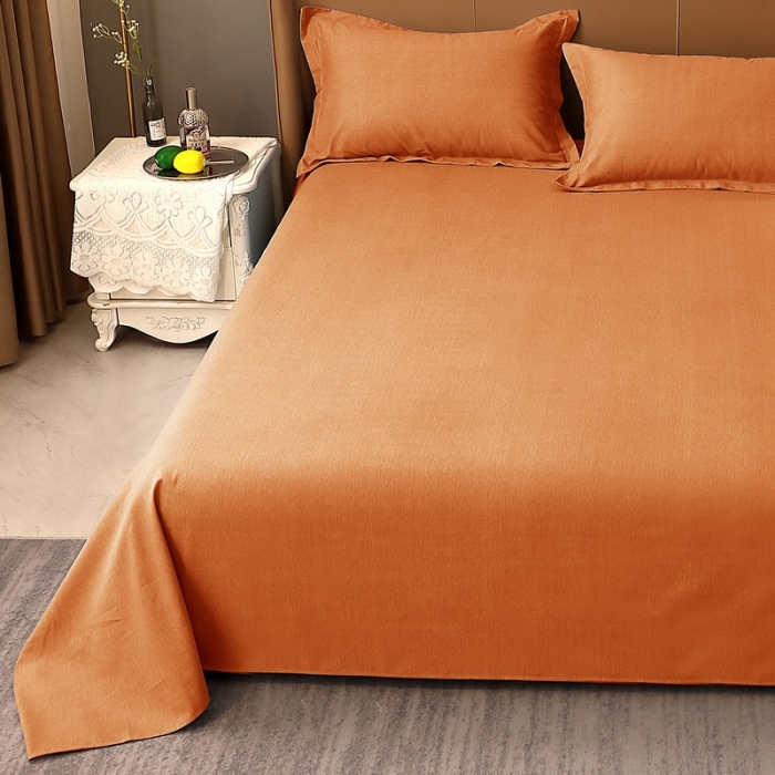 91家纺网 家纺一手货源 找家纺 晶缦家纺 2022新款加厚全棉纯色生态磨毛多规格系列单床单 纯依-时尚桔