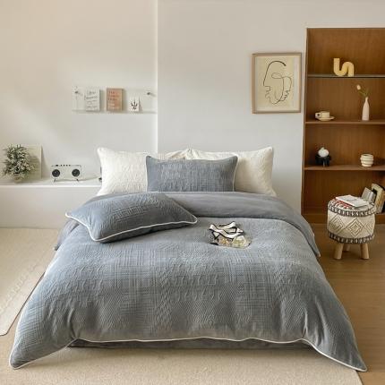 91家纺网 家纺一手货源 找家纺 （总）源启生活 2022冬季新品立体雕花牛奶绒嵌绳款四件套