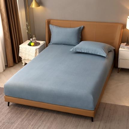 91家纺网 家纺一手货源 找家纺 晶缦家纺 2022新款加厚全棉纯色生态磨毛多规格系列单床笠 纯依-蓝灰