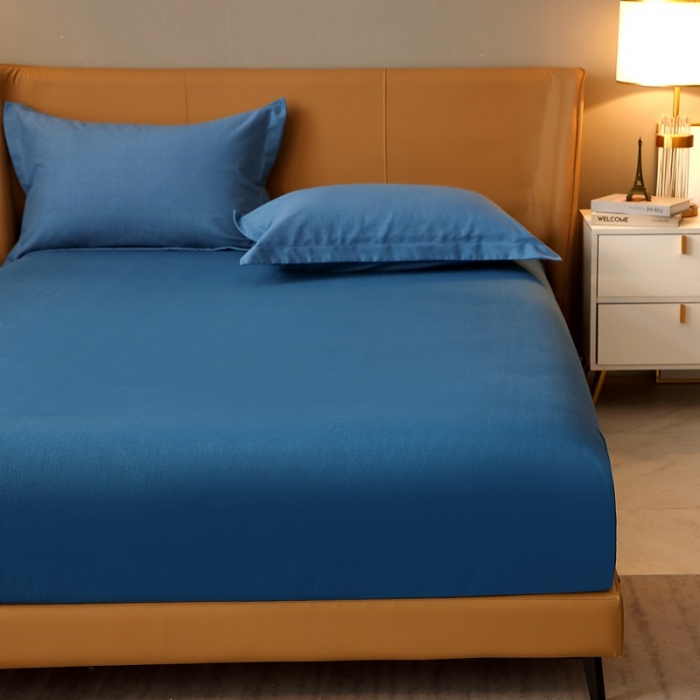 91家纺网 家纺一手货源 找家纺 晶缦家纺 2022新款加厚全棉纯色生态磨毛多规格系列单床笠 纯依-宾利蓝