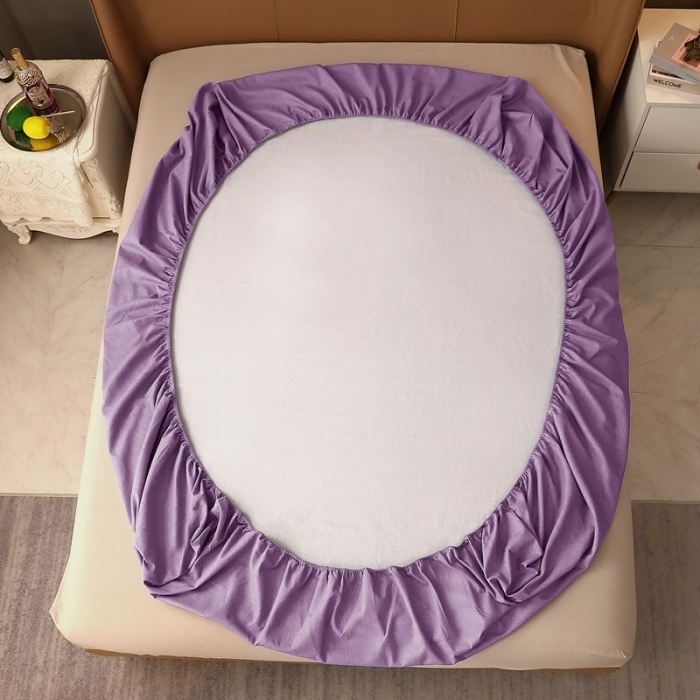 91家纺网 家纺一手货源 找家纺 晶缦家纺 2022新款加厚全棉纯色生态磨毛多规格系列单床笠 纯依-丁香紫